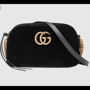 NWT GUCCI Marmont gg small black velvet crossbody